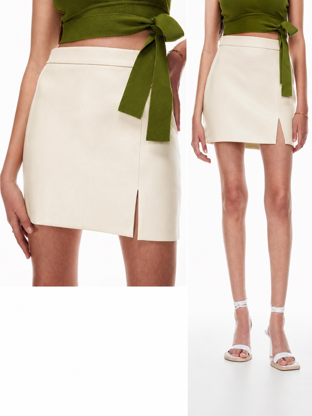 Wilfred Aritzia Patio Mini Skirt Ivory Vegan Leather Size 4 NWT| Preppy Academia